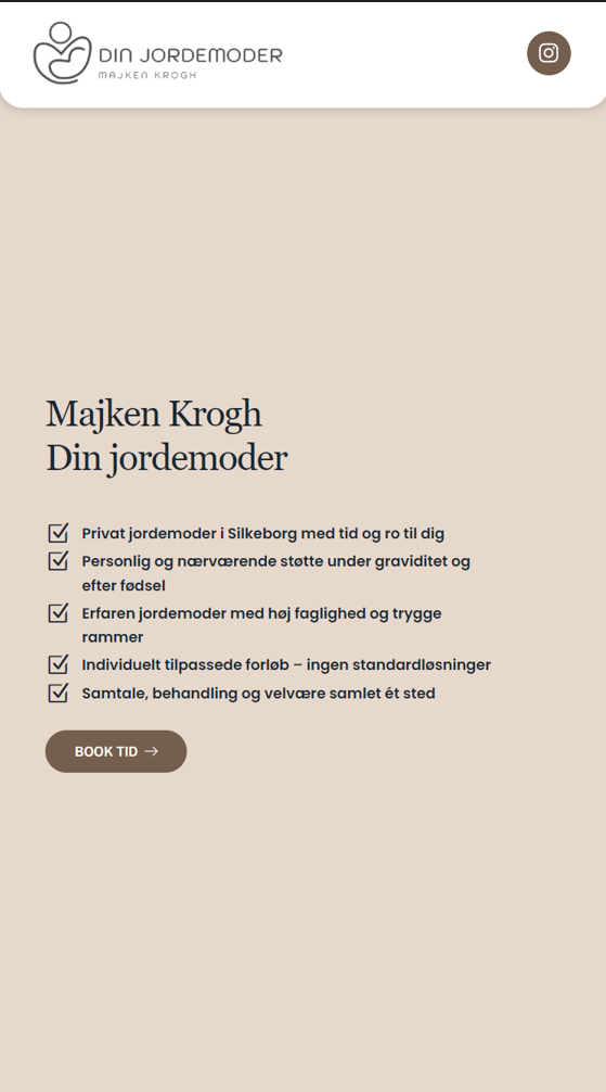 Din Jordemoder mobile homepage preview
