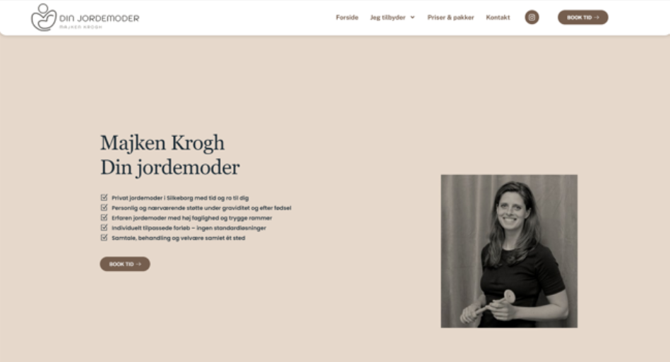 Din Jordemoder homepage preview